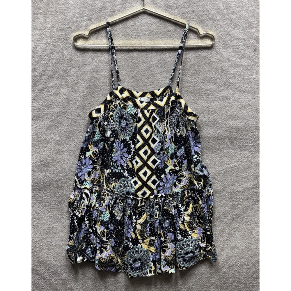 Free People Intimately Get A Clue Mini Dress Black Motif Size Small Relaxed Flow